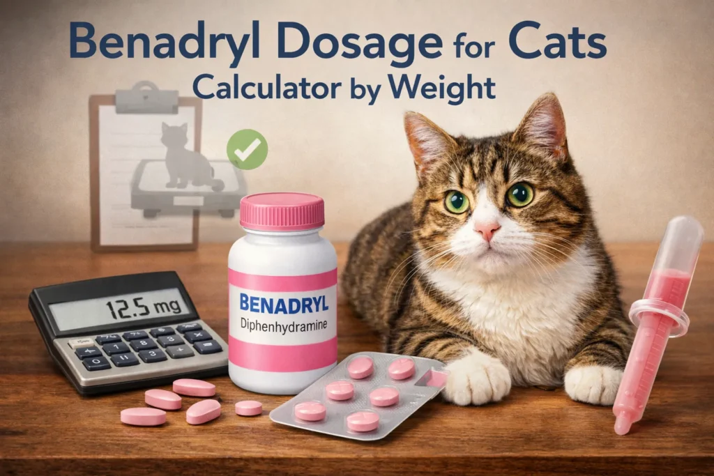 Benadryl Dosage for Cats
Calculator