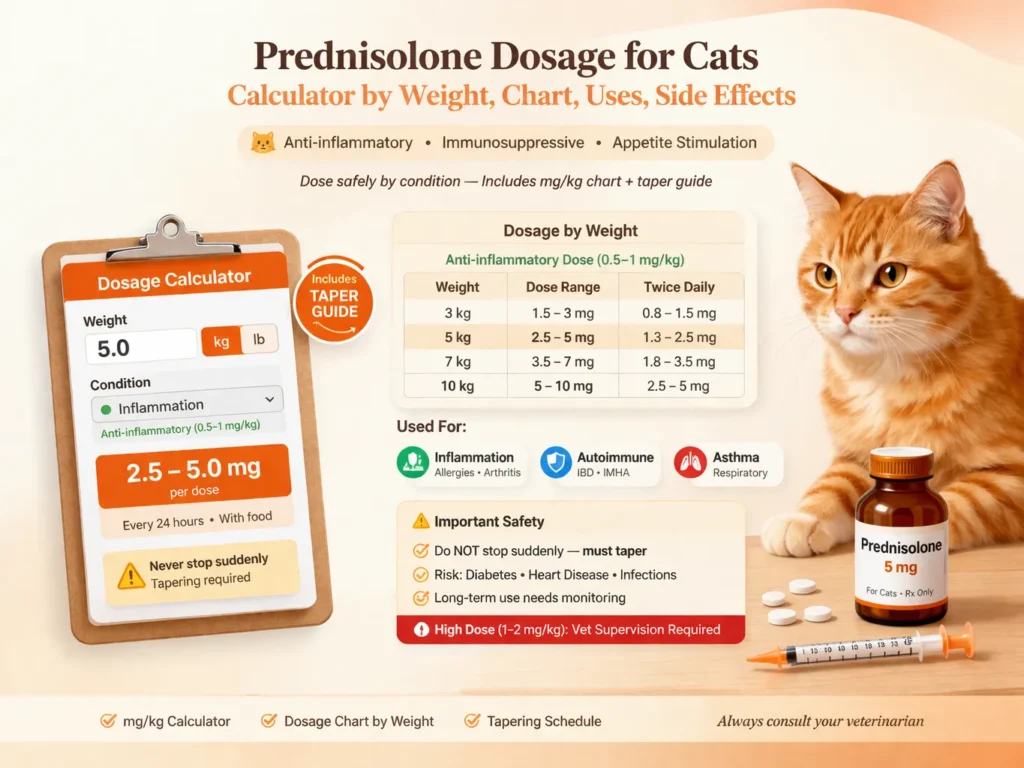 Prednisolone Dosage for Cats Calculator by Weight